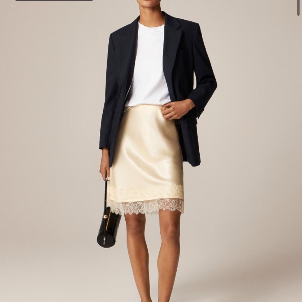 J. Crew Gwen lace trim slip skirt